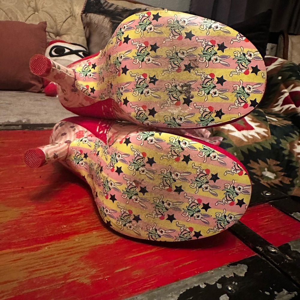 Irregular Choice Red Floral Heels with Bow - Picture 8 of 13
